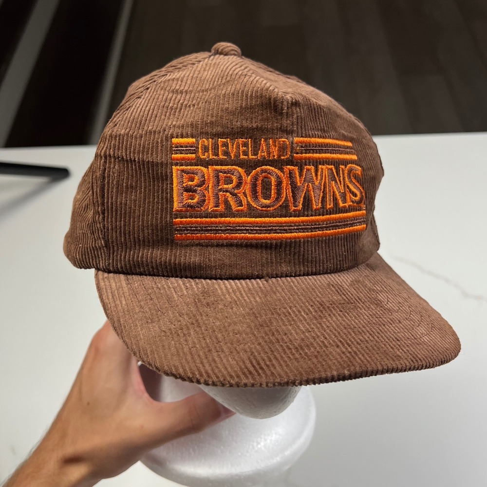 NFL Cleveland Browns Snapback Hat Mens Brown Corduroy Vintage Style Cap